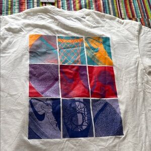 Nike White Short-Sleeve Tee Teal Swoosh  Navy Graphic size medium loose fit nwt